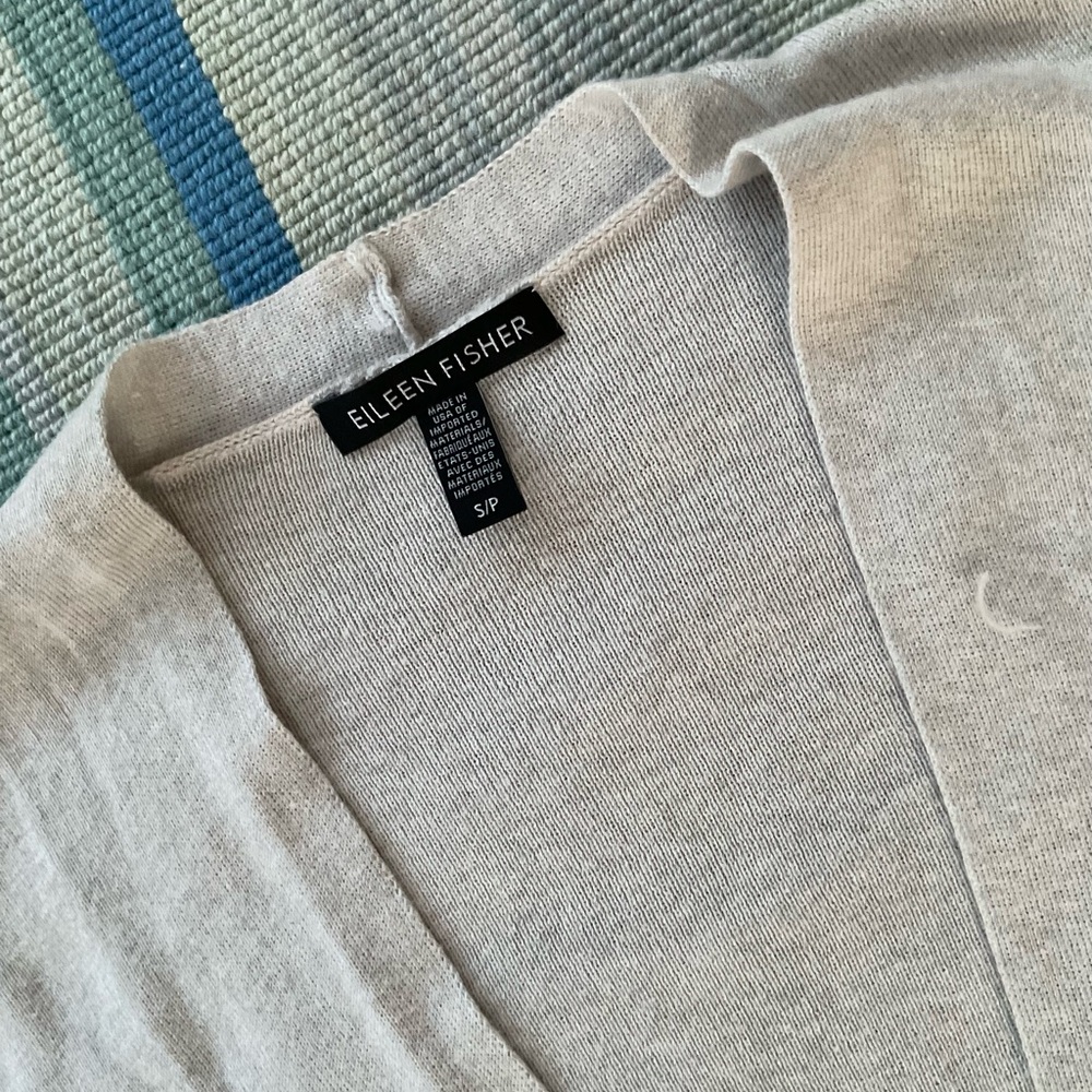 Women’s Eileen Fisher Heather Gray organic cotton silk long cardigan sweater S - Picture 2 of 6